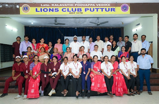 M.I.O. staff, Sanjeevini Cancer Seva Trust members, and Lions Club Puttur representatives gather at Lion's Seva Mandir after a successful Cancer Awareness Campaign and Dialogue Programme