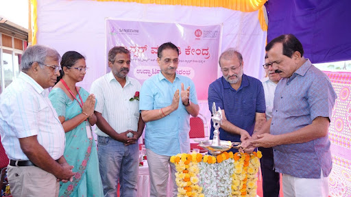 Distinguished medical professionals and community leaders inaugurate Kumta's new Cancer Information Centre with a traditional lamp lighting ceremony