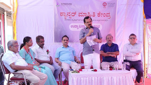 Mr. Dinakar Shetty, MLA of Kumta Honnavar addresses the gathering at the Cancer Information Centre launch in Kumta