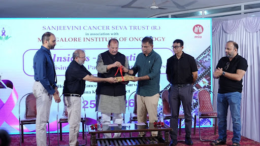The landmark 10,000+ Household Cancer Awareness Survey Report for Dakshina Kannada is officially released by Mr. Ivan D'Souza MLC, Dr. D. Suresh Rao, Mr. Walter Nandalike, and M.I.O. Directors