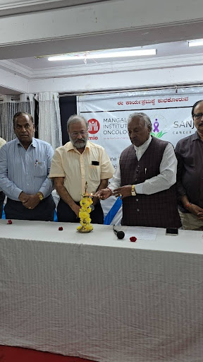 Sri K.S. Eshwarappa, former Deputy Chief Minister of Karnataka, inaugurates the Cancer Household Survey Campaign with a traditional lamp lighting ceremony